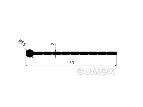 Pryžový profil tvaru "I" s drážkami, 50x4,5/2mm, 70°ShA, EPDM, -40°C/+100°C, černý